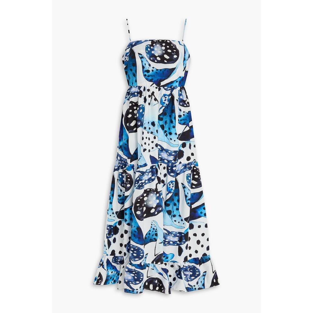 Farm Rio Printed Cotton Poplin Midi Dress XS